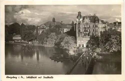Königsberg - Schlossteich mit Stadthalle -692450