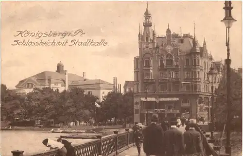 Königsberg - Schlossteich mit Stadthalle -693132