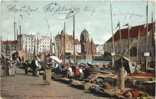 Königsberg - Partie am oberen Fischmarkt mit Synagoge -693540