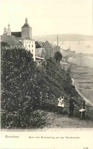 Graudenz - Blick vom Schlossberg auf das Weichselufer -693674