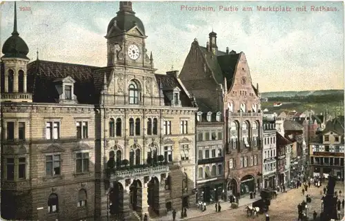 Pforzheim - Partie am Marktplatz mit Rathaus -694720