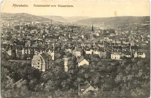 Pforzheim - Totalansicht vom Wasserturm -694730