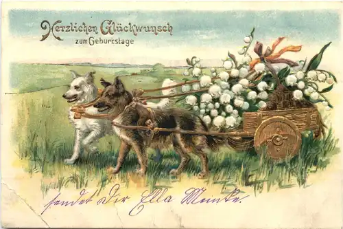 Geburtstag - Hunde - Prägekarte -695046