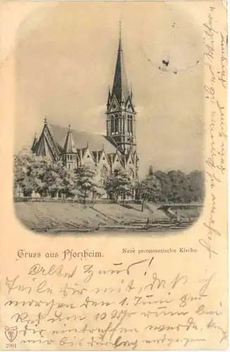 Gruss aus Pforzheim - Neue protestantische Kirche -694968