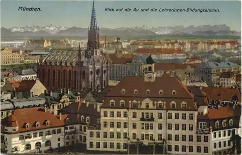 München, Blick auf die Au und die Lehrerinnen-Bildungsanstalt -552366