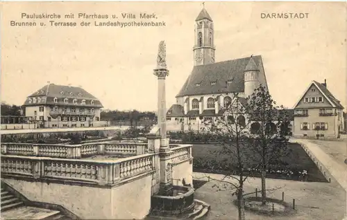 Darmstadt, Pauluskirche mit Pfarrhaus -552722