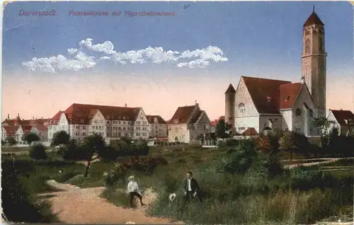 Darmstadt, Pauluskirche mit Hypothekenbank -552720