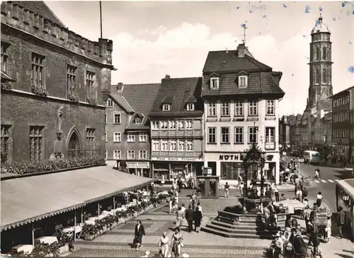 Göttingen, Gänselieselbrunnen mit Jacobiturm -553442