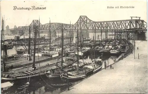 Duisburg-Ruhrort - Hafen mit Rheinbrücke -696696