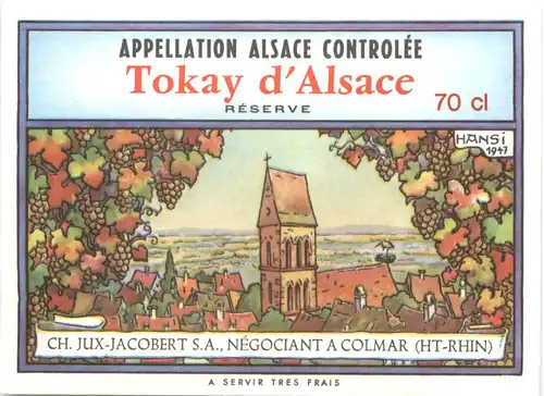 Weinetikett Tokay d Alsace Colmar Hansi -697868