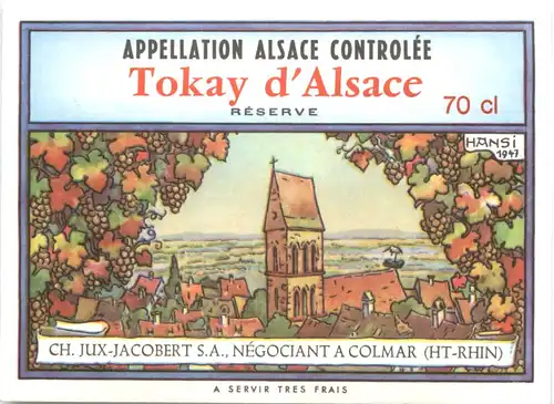 Weinetikett Tokay d Alsace Colmar -697866