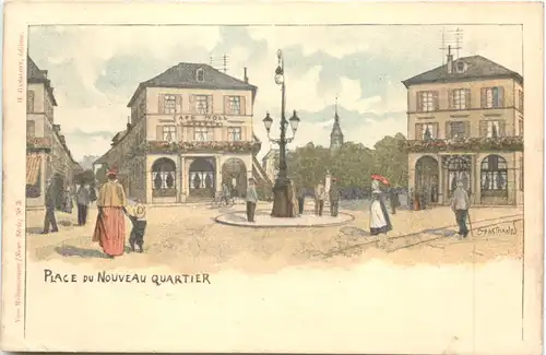 Mulhouse - Place du Neuveau Quartier - Litho -697956