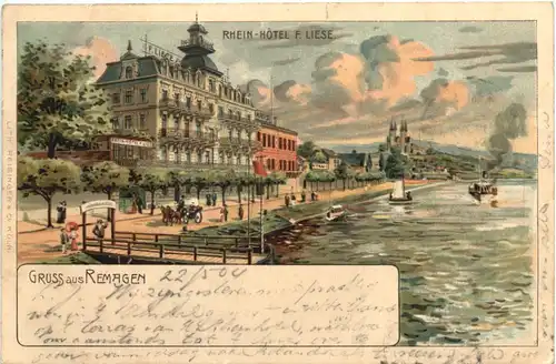 Gruss aus Remagen - Rhein Hotel Litho -698784