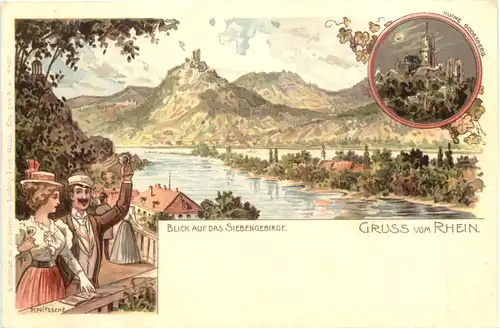 Gruss vom Rhein - Siebengebirge - Litho -698908