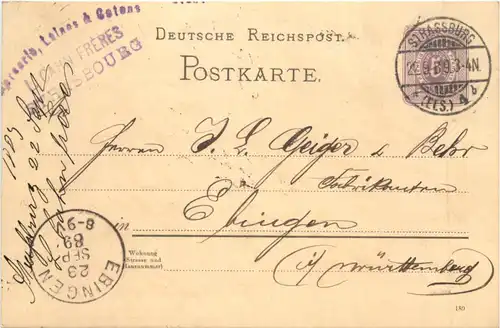 Ganzsache Strassburg 1889 -699638