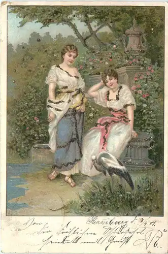 Frauen mit Storch -699940