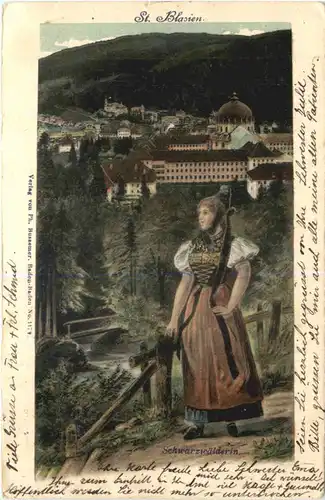 St. Blasien - Schwarzwälderin - Litho -700066