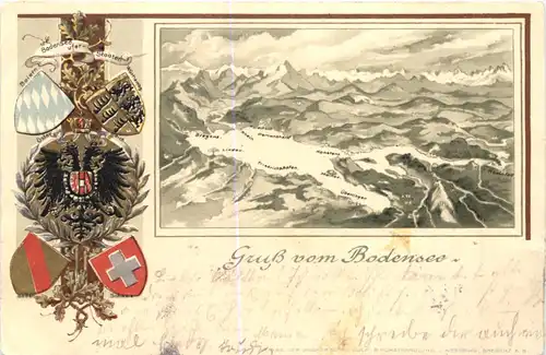 Gruss vom Bodensee - Litho - Prägekarte -700078