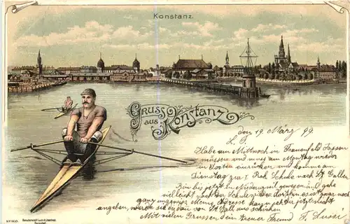 Gruss aus Konstanz - Rudern - Litho -700106