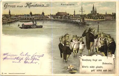 Gruss aus Konstanz - Frosch - Litho -700084