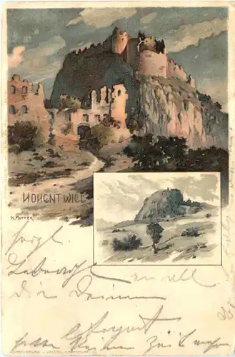 Hohentwiel - Litho - Künstler Ak K. Mutter -700186