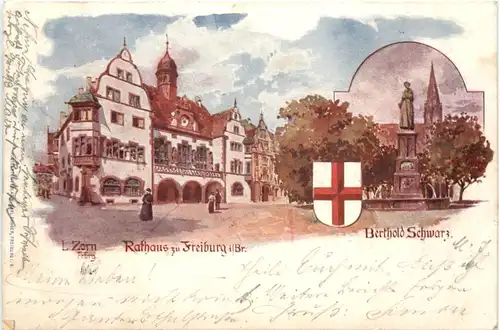 Rathaus zu Freiburg - Künstler Ak Zorn -700274