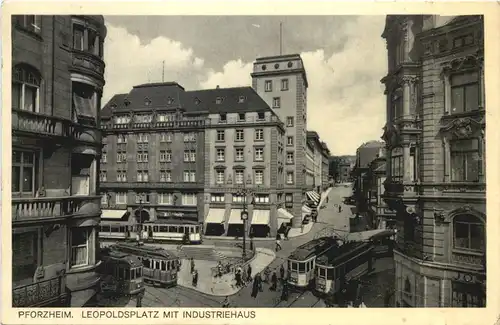 Pforzheim - Leopoldsplatz mit Industriehaus -700368