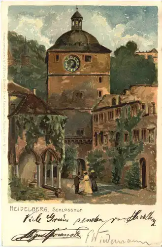 Heidelberg - Schlosshof - Litho -700468