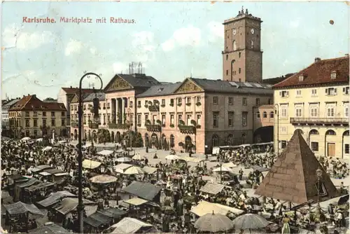 Karlsruhe - Marktplatz mit Rathaus -700440