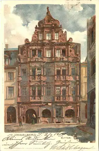 Hiedelberg - zum Ritter - Litho -700444