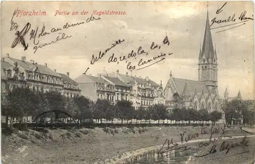 Pforzheim - Partie an der Nagoldstrasse -700604