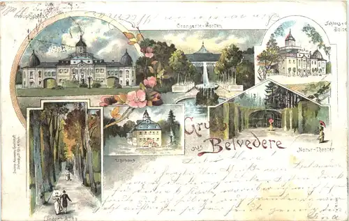 Weimar - Gruss aus Belvedere - Litho -700852