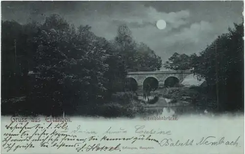 Gruss aus Erlangen - Eisenbahnbrücke -700790