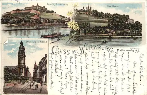 Gruss aus Würzburg - Litho -700916