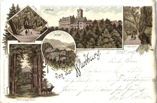 Gruss von der Wartburg - Litho -700910