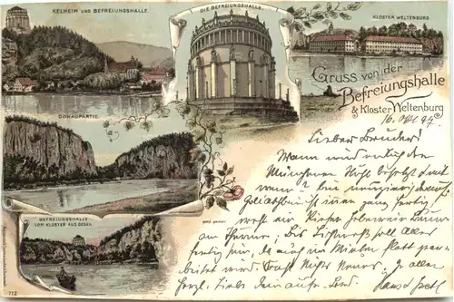 Kelheim - Gruss von der Befreiungshalle - Litho -700884