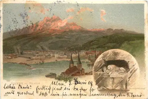 Luzern mit Piolatus - Litho -700986