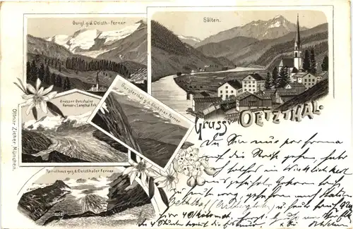Gruss vom Ötztal - Litho - Sölden -700944