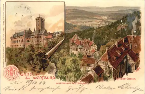 Gruss von der Wartburg - Litho -701516