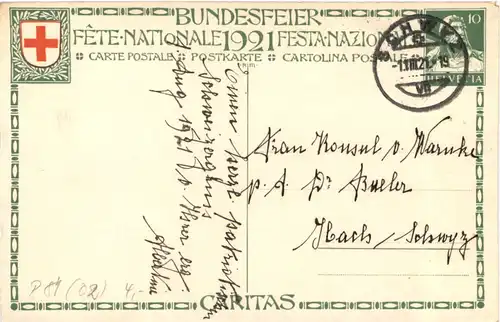 Bundesfeier Postkarte 1921 -701688