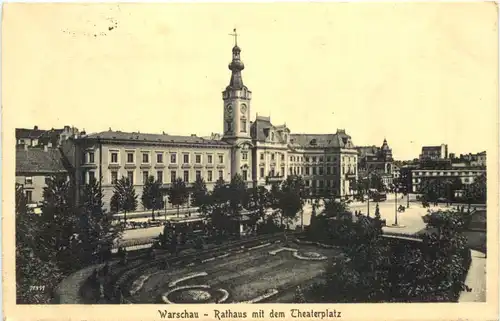 Warschau - Rathaus mit dem Theaterplatz - Feldpost -702946