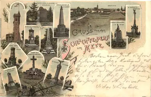 Gruss von der Schlachtfeldern um Metz - Litho -703238