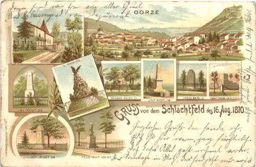 Gorze - Gruss von dem Schlachtfeld 1870 - Litho -703354