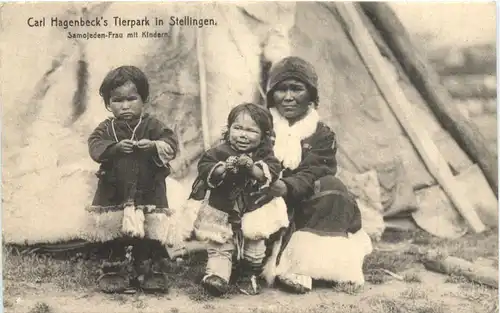 Hamburg Stellingen - Samojeden Frau mit Kindern -703506