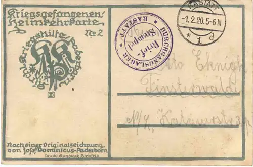 Auf der Heimfahrt - Kriegsgefangenen - Feldpost Durchgangslager Rastatt -703556