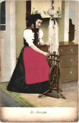 St. Georgen - Spinnerin - Prägekarte -703896