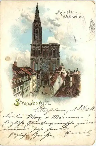 Strassburg - Münster - Litho -704258