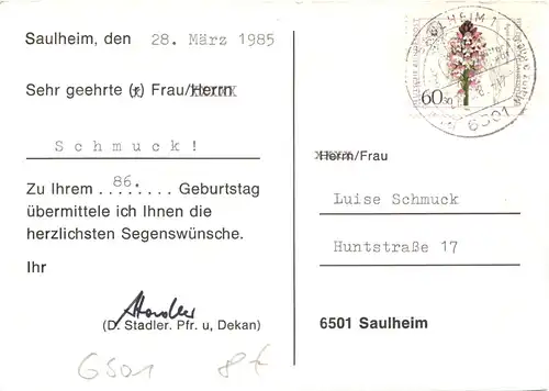 Saulheim - Jahreslosung 1985 -704792