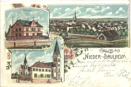 Gruss aus Nieder-Saulheim - Litho -704910