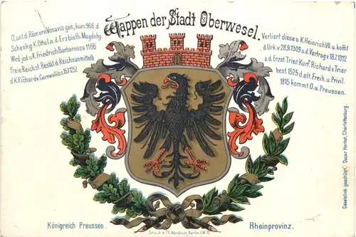 Wappen der Stadt Oberwesel - Litho -705170